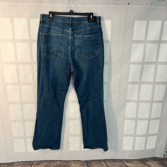 Express Blue Whiskered High Waisted 90's Bootcut Cotton Blended Jeans Size 12 - Picture 6 of 11